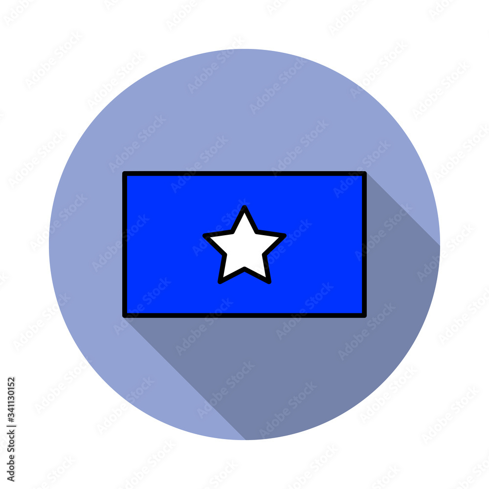Aufkleber national flag of somalia in simple colors with name icon long shadow icon. simple color vector of fl