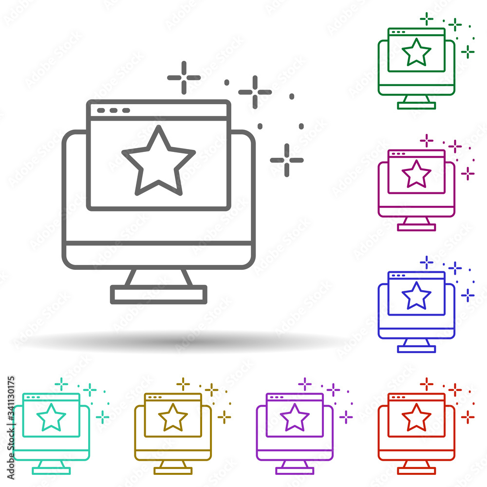 Poster monitor website star multi color icon. simple thin line, outline vector of copywriting icons for ui 