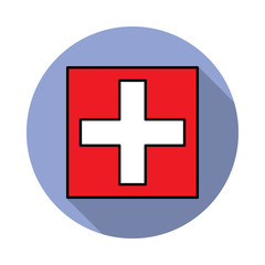 Obraz premium National flag of Switzerland in simple colors with name icon long shadow icon. Simple color vector of flags icons for ui and ux, website or mobile application