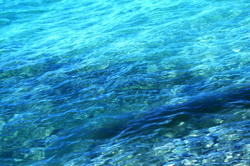 Fototapeta na wymiar Beautiful photo of blue sea water with waves photographed close-up
