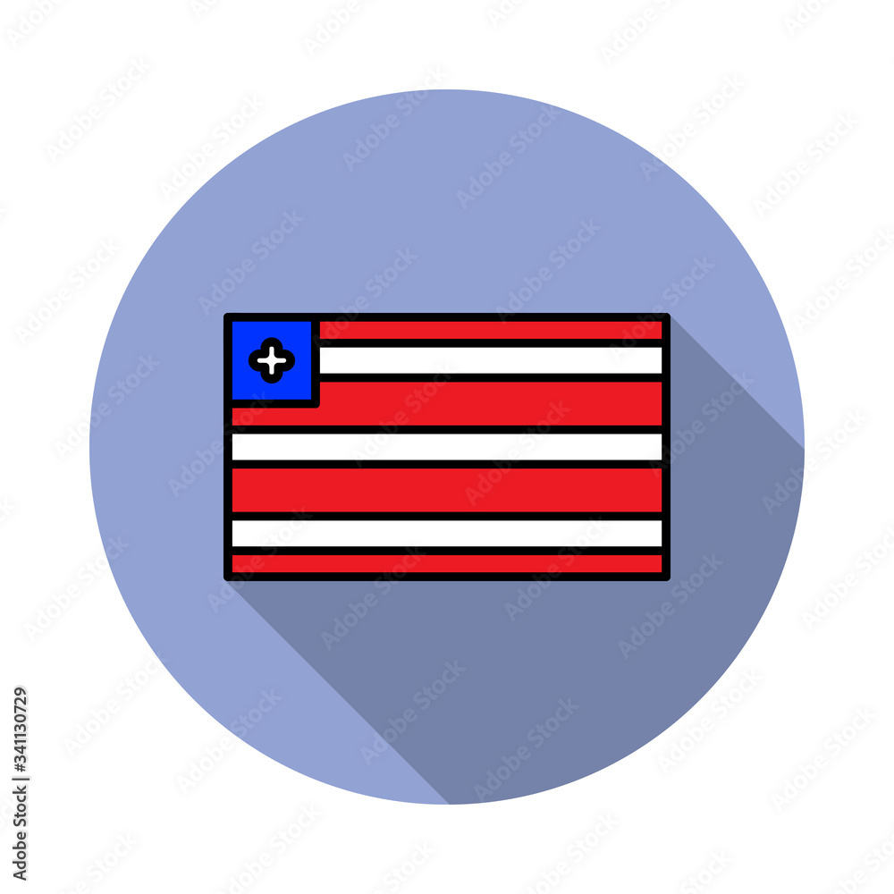 Aufkleber national flag of liberia in simple colors with name icon long shadow icon. simple color vector of fl