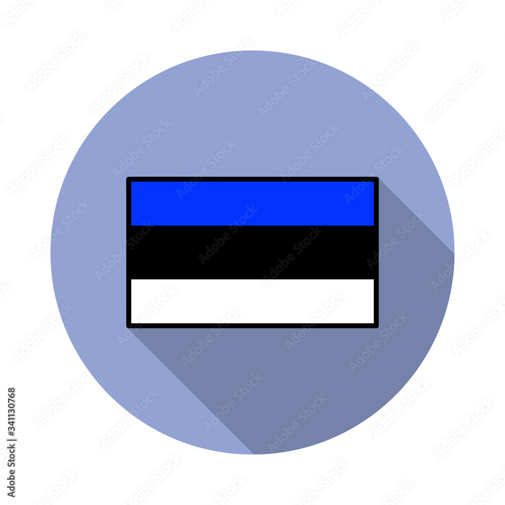 Aufkleber national flag of estonia in simple colors with name icon long shadow icon. simple color vector of fl