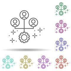 Gear people multi color icon. Simple thin line, outline vector of managment icons for ui and ux, website or mobile application
