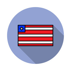 National flag of Liberia in simple colors with name icon long shadow icon. Simple color vector of flags icons for ui and ux, website or mobile application