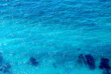 Beautiful photo of blue sea water with waves photographed close-up