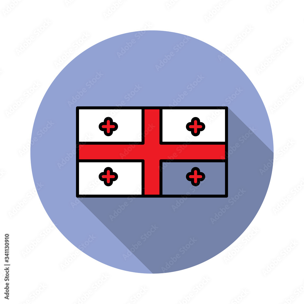 Aufkleber national flag of georgia in simple colors with name icon long shadow icon. simple color vector of fl