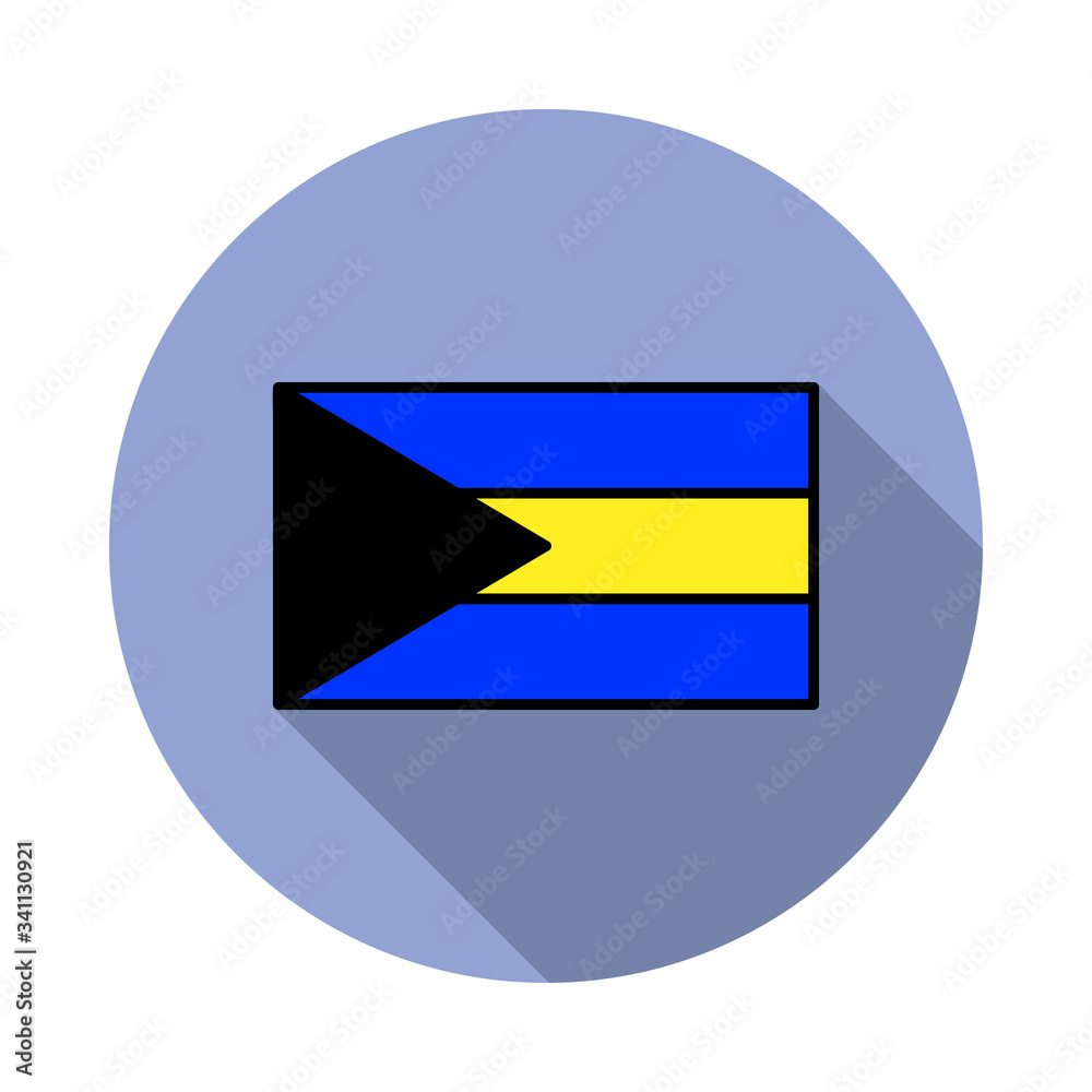 Aufkleber national flag of bahamas in simple colors with name icon long shadow icon. simple color vector of fl