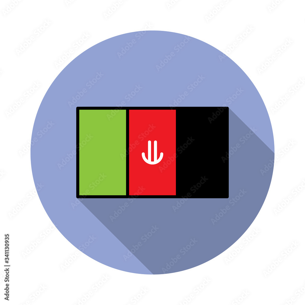 Aufkleber national flag of afghanistan in simple colors with name icon long shadow icon. simple color vector o