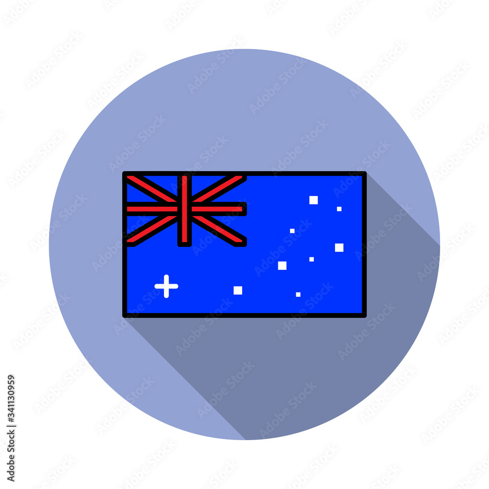 Aufkleber national flag of australia in simple colors with name icon long shadow icon. simple color vector of 