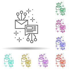Mail chip chat multi color icon. Simple thin line, outline vector of managment icons for ui and ux, website or mobile application