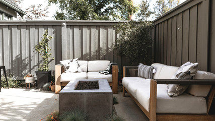 Relaxing outdoor space with couch