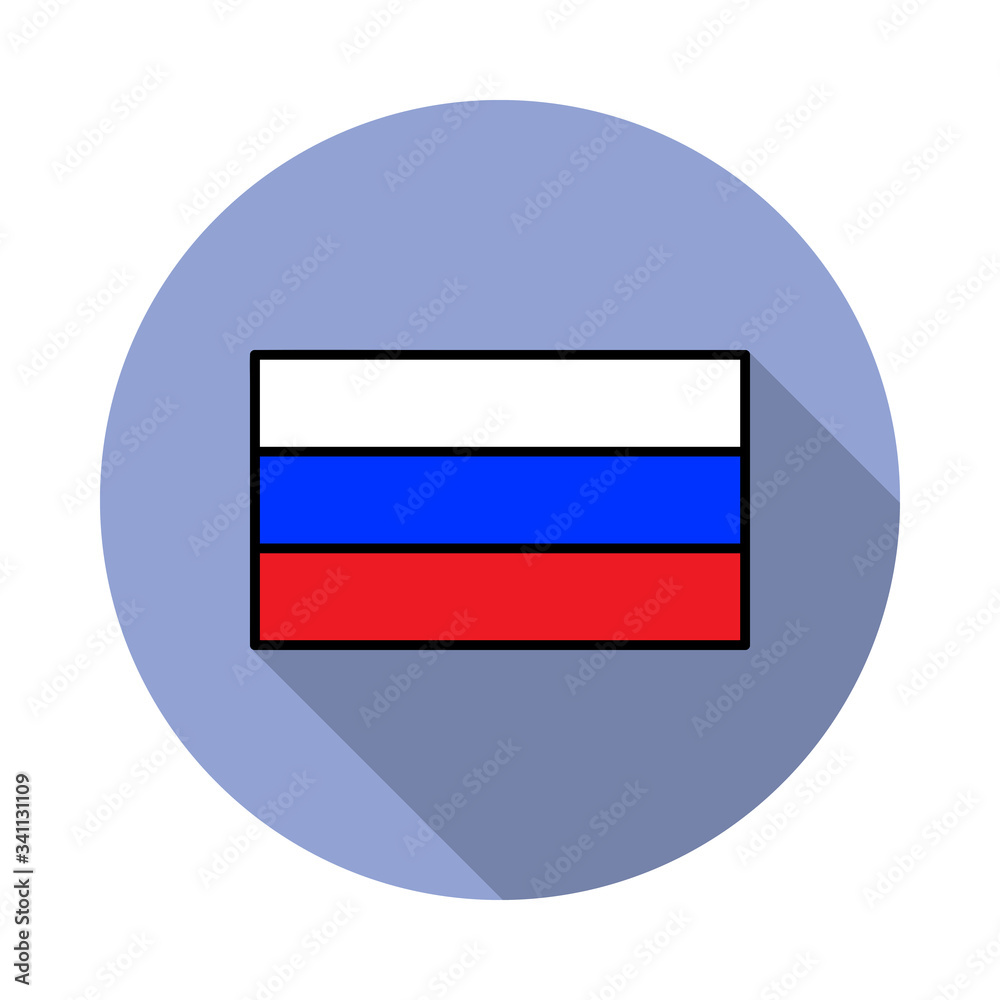 Aufkleber national flag of russia in simple colors with name icon long shadow icon. simple color vector of fla