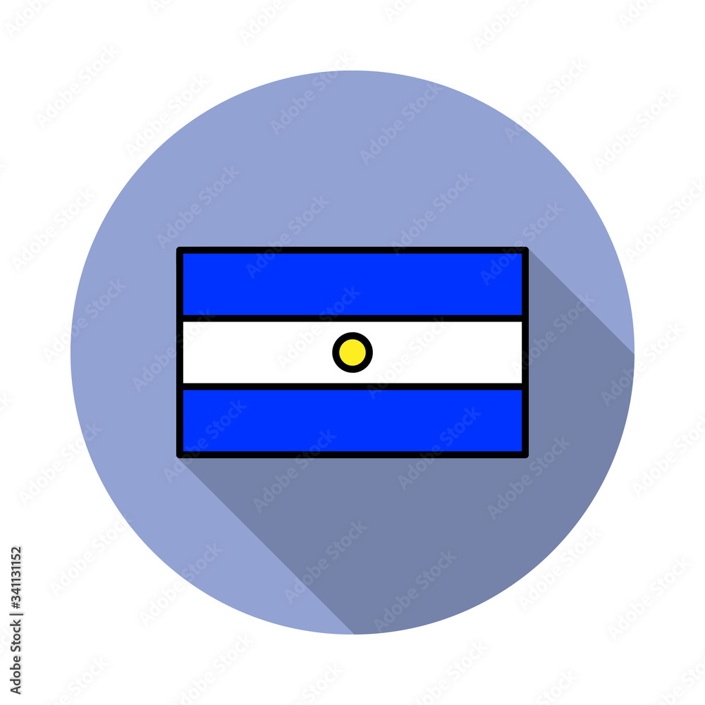 Aufkleber national flag of argentina in simple colors with name icon long shadow icon. simple color vector of 