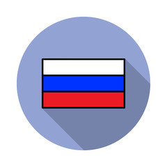National flag of Russia in simple colors with name icon long shadow icon. Simple color vector of flags icons for ui and ux, website or mobile application