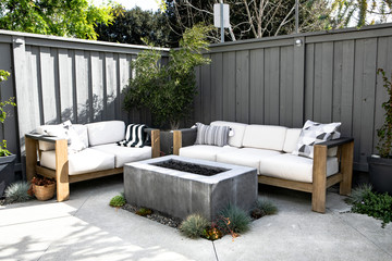 Relaxing outdoor space with couch