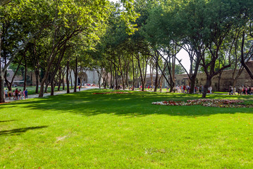 Istanbul, Turkey, 04 July 2007: Topkapi Palace, 1st Courtyard Procession Square, Visitors