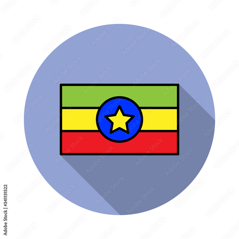 Aufkleber national flag of ethiopia in simple colors with name icon long shadow icon. simple color vector of f