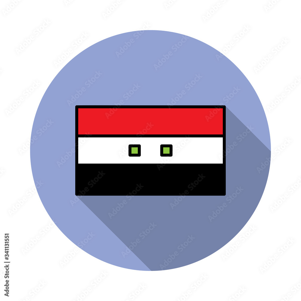 Aufkleber national flag of syria in simple colors with name icon long shadow icon. simple color vector of flag