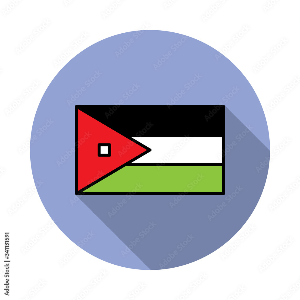 Aufkleber national flag of jordan in simple colors with name icon long shadow icon. simple color vector of fla