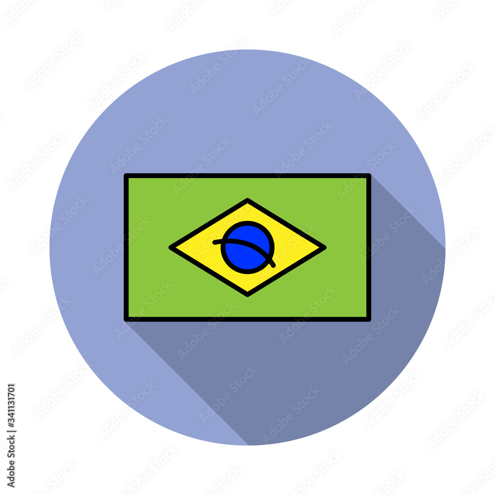 Aufkleber national flag of brazil in simple colors with name icon long shadow icon. simple color vector of fla