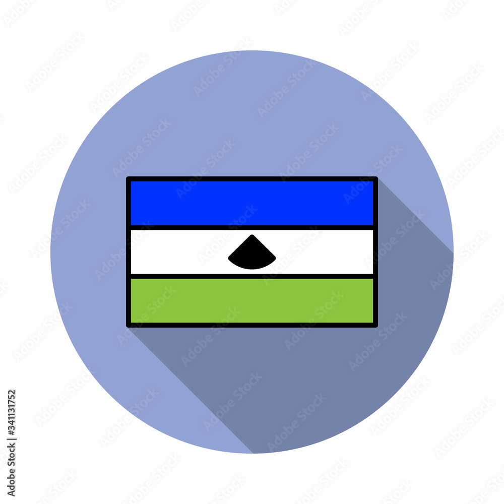 Aufkleber national flag of lesotho in simple colors with name icon long shadow icon. simple color vector of fl