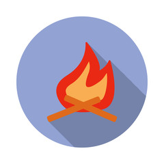 bonfire colored illustration long shadow icon. Simple color vector of Camping icons for ui and ux, website or mobile application