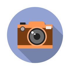 camera colored illustration long shadow icon. Simple color vector of Camping icons for ui and ux, website or mobile application