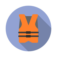 life vest colored illustration long shadow icon. Simple color vector of Camping icons for ui and ux, website or mobile application