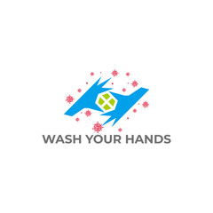 text wash your hand plus medical design symbol vector
