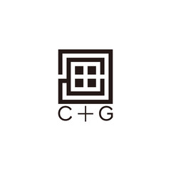 abstract letter cg square window geometric line logo vector