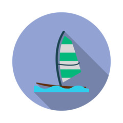surfing with a sail flat long shadow icon. Simple color vector of summer icons for ui and ux, website or mobile application