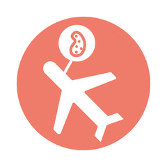 Obraz premium airplane flying with infected cell covid19 fill icon