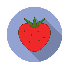 Strawberry colored long shadow icon. Simple color vector of fruit icons for ui and ux, website or mobile application