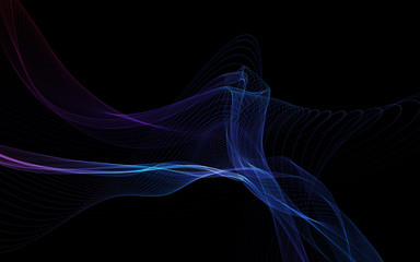 Dark abstract background with a glowing abstract waves