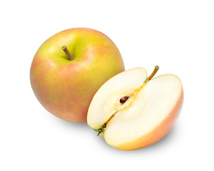 Yellow apple fruit isolated on white, Toki apple isolated on white background, deep focus image With clipping path