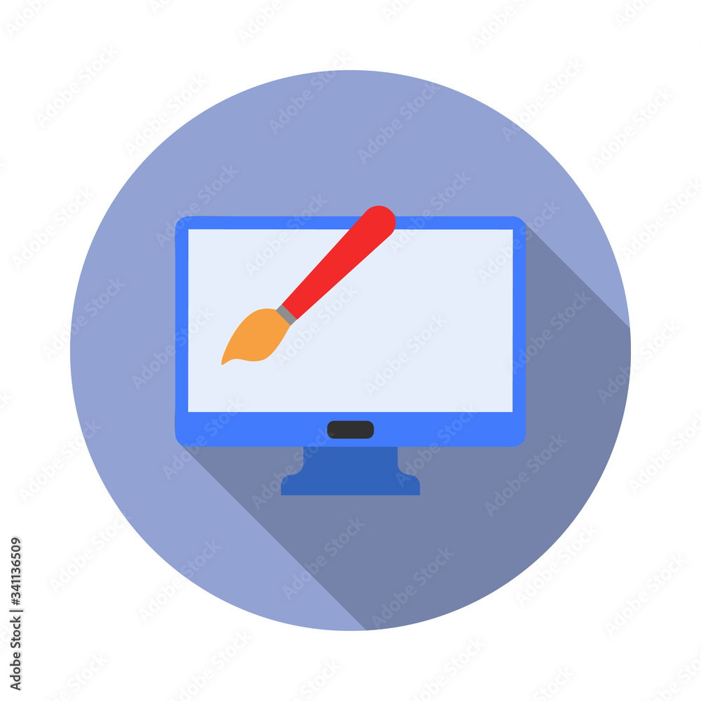 Aufkleber electronic drawing colored long shadow icon. simple color vector of programming sticker icons for ui