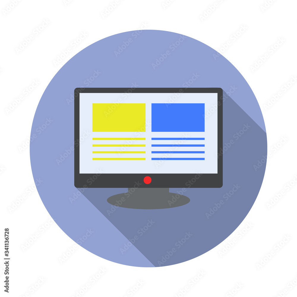 Aufkleber computer settings colored long shadow icon. simple color vector of programming sticker icons for ui 