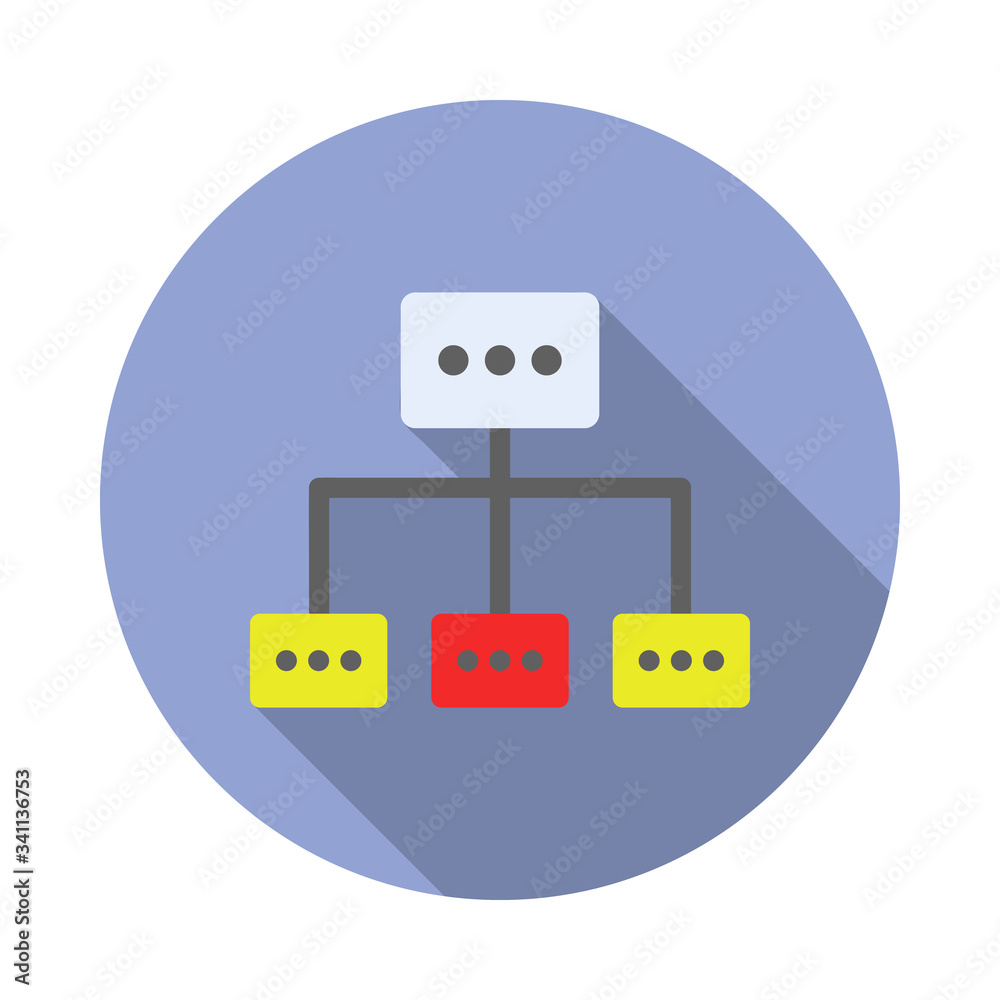 Aufkleber management structure colored long shadow icon. simple color vector of programming sticker icons for 