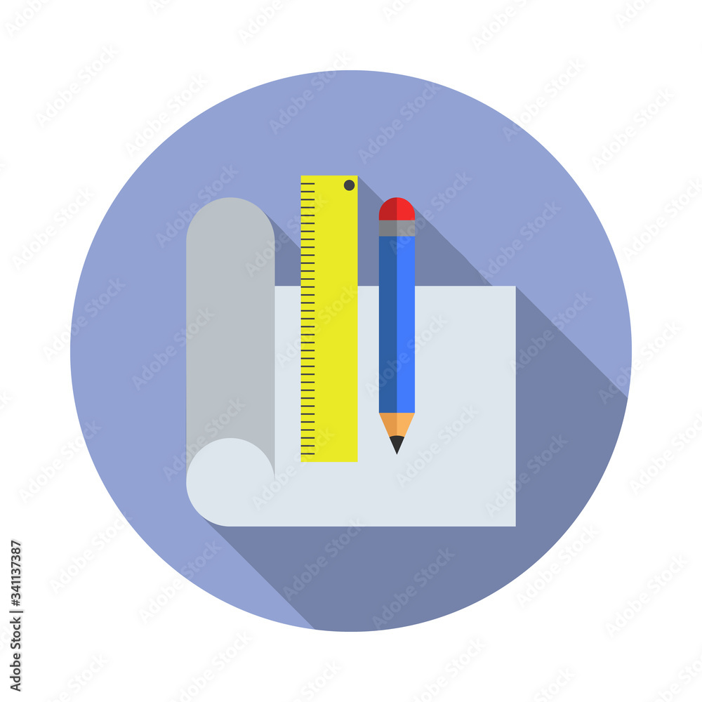 Aufkleber drawing accessories colored long shadow icon. simple color vector of programming sticker icons for u