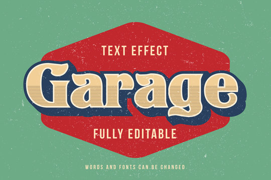 Vintage text effect template with 3d style editable font effect