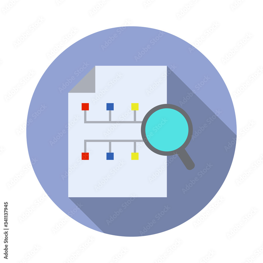 Aufkleber search in the structure of management colored long shadow icon. simple color vector of programming s