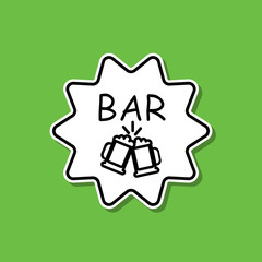 Bar sign sticker icon. Simple thin line, outline vector of alcohol drink icons for ui and ux, website or mobile application