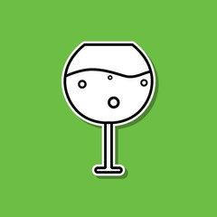 Glass of cognac sticker icon. Simple thin line, outline vector of alcohol drink icons for ui and ux, website or mobile application