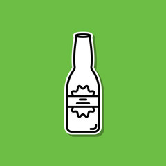 Bottle of beer sticker icon. Simple thin line, outline vector of alcohol drink icons for ui and ux, website or mobile application