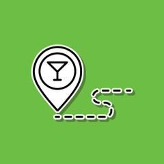Pin on the restaurant map sticker icon. Simple thin line, outline vector of alcohol drink icons for ui and ux, website or mobile application