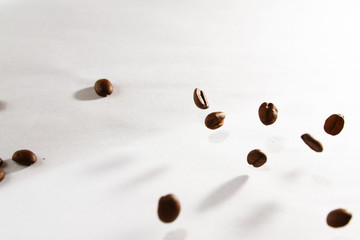 Roasted coffee bean on white background