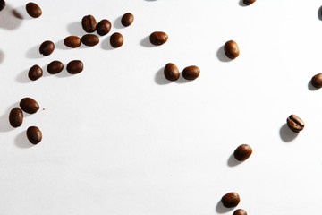 Roasted coffee bean on white background
