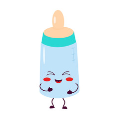 Feeding bottle with pacifier.