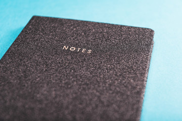 Black notebook close-up