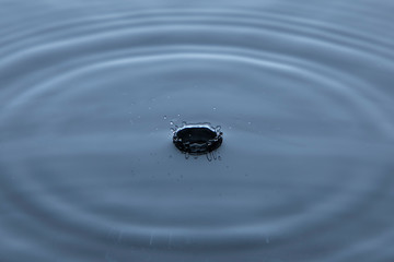 Salpicadura de agua hecha por una gota sobre una base liquida